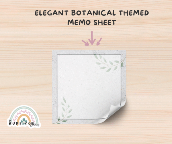 Elegant Botanical Themed Memo Sheet *Print at Home*