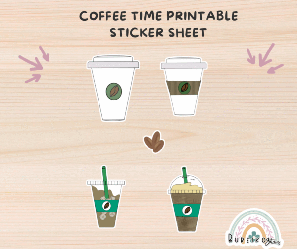 Coffee Time Printable Sticker Sheet
