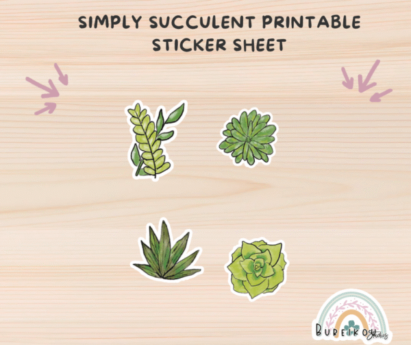 Simply Succulent Printable Sticker Sheet