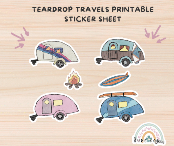 Teardrop Travels Printable Sticker Sheets