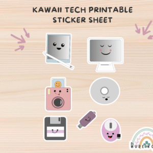 Kawaii Tech Printable Sticker Sheet